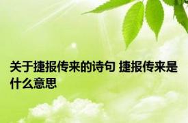 关于捷报传来的诗句 捷报传来是什么意思