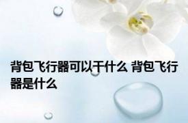 背包飞行器可以干什么 背包飞行器是什么