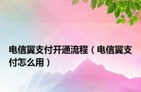 电信翼支付开通流程（电信翼支付怎么用）