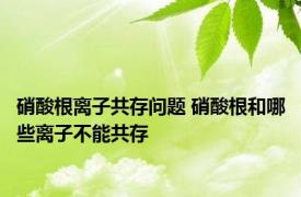 硝酸根离子共存问题 硝酸根和哪些离子不能共存