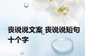 丧说说文案 丧说说短句十个字