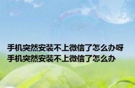 手机突然安装不上微信了怎么办呀 手机突然安装不上微信了怎么办