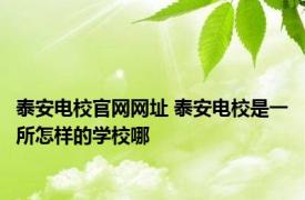 泰安电校官网网址 泰安电校是一所怎样的学校哪