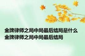 金牌律师之局中局最后结局是什么 金牌律师之局中局最后结局