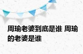 周瑜老婆到底是谁 周瑜的老婆是谁