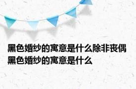 黑色婚纱的寓意是什么除非丧偶 黑色婚纱的寓意是什么