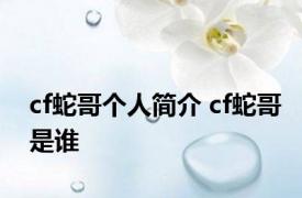 cf蛇哥个人简介 cf蛇哥是谁