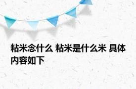 粘米念什么 粘米是什么米 具体内容如下