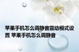 苹果手机怎么调静音震动模式设置 苹果手机怎么调静音