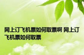 网上订飞机票如何取票啊 网上订飞机票如何取票