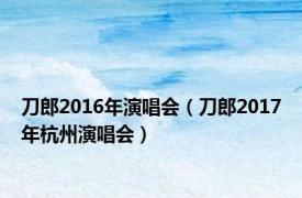 刀郎2016年演唱会（刀郎2017年杭州演唱会）