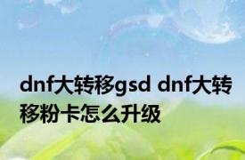 dnf大转移gsd dnf大转移粉卡怎么升级