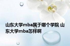 山东大学mba属于哪个学院 山东大学mba怎样啊