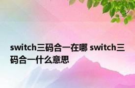 switch三码合一在哪 switch三码合一什么意思