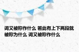 词又被称作什么 若此有上下两段就被称为什么 词又被称作什么