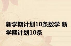 新学期计划10条数学 新学期计划10条