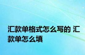 汇款单格式怎么写的 汇款单怎么填