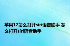 苹果12怎么打开siri语音助手 怎么打开siri语音助手