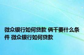 微众银行如何贷款 俩千要什么条件 微众银行如何贷款