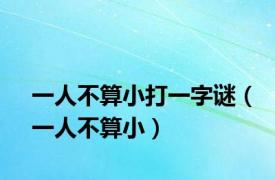 一人不算小打一字谜（一人不算小）