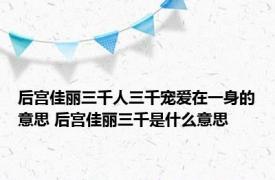 后宫佳丽三千人三千宠爱在一身的意思 后宫佳丽三千是什么意思