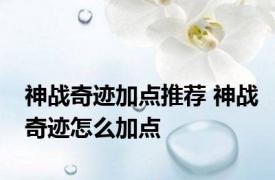 神战奇迹加点推荐 神战奇迹怎么加点