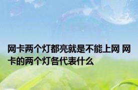 网卡两个灯都亮就是不能上网 网卡的两个灯各代表什么