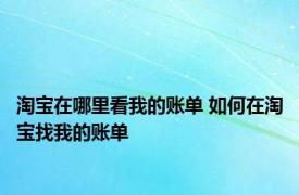 淘宝在哪里看我的账单 如何在淘宝找我的账单