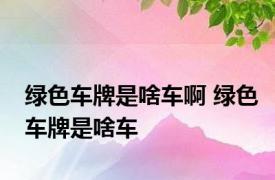 绿色车牌是啥车啊 绿色车牌是啥车