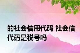 的社会信用代码 社会信代码是税号吗