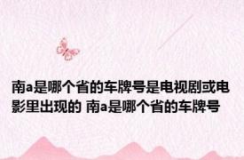 南a是哪个省的车牌号是电视剧或电影里出现的 南a是哪个省的车牌号