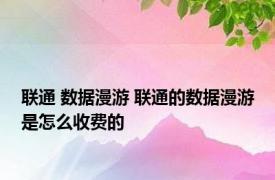 联通 数据漫游 联通的数据漫游是怎么收费的