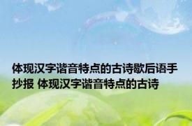 体现汉字谐音特点的古诗歇后语手抄报 体现汉字谐音特点的古诗