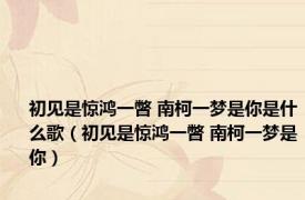 初见是惊鸿一瞥 南柯一梦是你是什么歌（初见是惊鸿一瞥 南柯一梦是你）