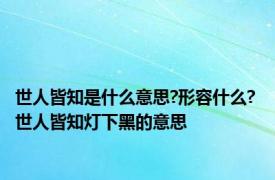 世人皆知是什么意思?形容什么? 世人皆知灯下黑的意思