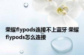 荣耀flypods连接不上蓝牙 荣耀flypods怎么连接