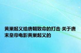 黄巢起义给唐朝致命的打击 关于唐末皇帝电影黄巢起义的