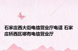 石家庄西大街电信营业厅电话 石家庄桥西区哪有电信营业厅