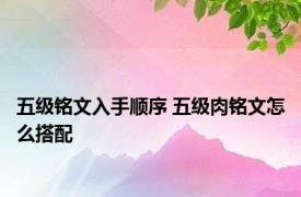 五级铭文入手顺序 五级肉铭文怎么搭配