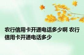 农行信用卡开通电话多少啊 农行信用卡开通电话多少