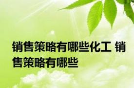 销售策略有哪些化工 销售策略有哪些