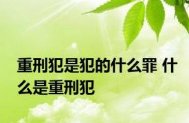 重刑犯是犯的什么罪 什么是重刑犯