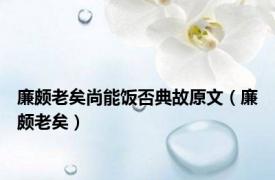 廉颇老矣尚能饭否典故原文（廉颇老矣）