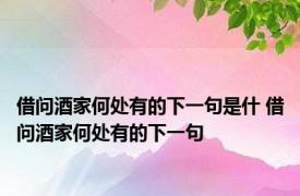 借问酒家何处有的下一句是什 借问酒家何处有的下一句