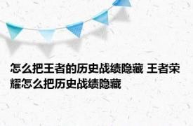 怎么把王者的历史战绩隐藏 王者荣耀怎么把历史战绩隐藏