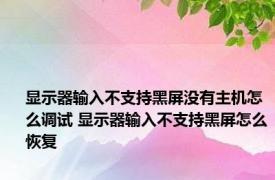 显示器输入不支持黑屏没有主机怎么调试 显示器输入不支持黑屏怎么恢复