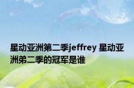 星动亚洲第二季jeffrey 星动亚洲弟二季的冠军是谁