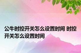 公牛时控开关怎么设置时间 时控开关怎么设置时间