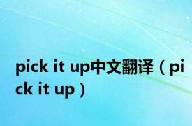 pick it up中文翻译（pick it up）