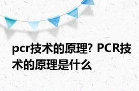 pcr技术的原理? PCR技术的原理是什么